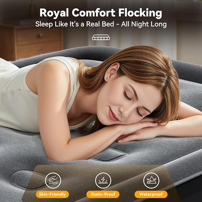 VOSSER Air Mattress Twin with Built in Pump,18” Raised Blow Up Mattress,Inflatable Mattress in 2 Mins,Single Twin Size Air Mattress for Home,Floor&Camping, Air Bed for Adults,330LB Max,Black