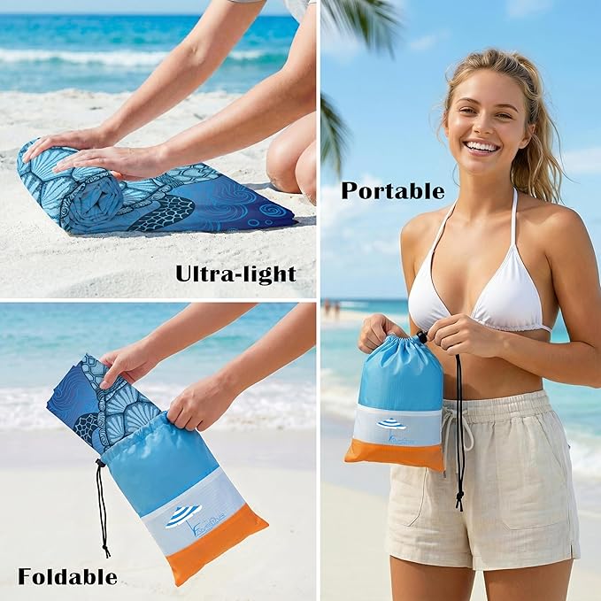 Famstar Beach Blanket Oversized Extra Large 78" X 81",Waterproof Sandproof Beach Blanket 1-7 Adults Lightweight Durable for Travel Camping Hiking Picnic
