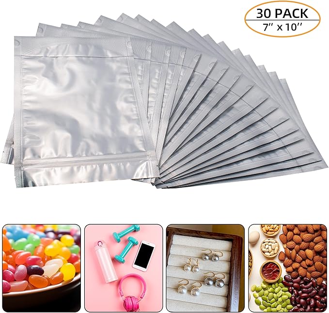 Wisesorb 1 Quart 480 Packs Mylar Bags For Food Storage, 7"x 10" Mylar Bags With Window, Freeze Dried Candy Bags, Reusable Storage Bags For Food, Mylar Food Storage Bags for Long Term Food Storage
