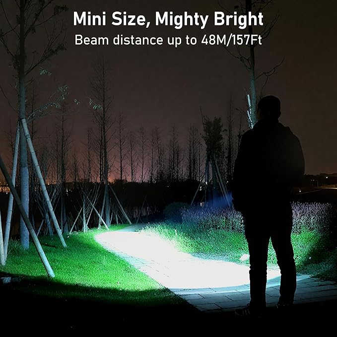 Blukar Rechargeable EDC Flashlight, Mini Keychain Flash Light with 3 Lighting Modes, Memory Function, Waterproof, Compact and Portable Pocket Light for Everyday Carry, Emergency,Camping-Pink