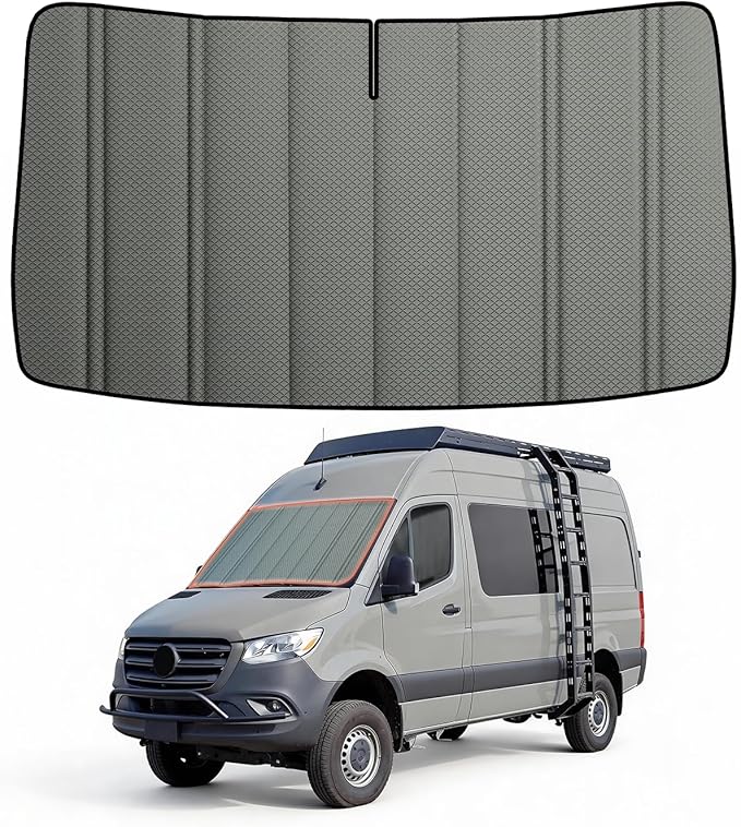 Windshield Cover for Mercedes-Benz Sprinter 2007-2026 NCV3/VS30, Insulated Blackout Sunshade with 5-Layer XPE Foam Core, Extended Edge Fit, AllSeasonGuard