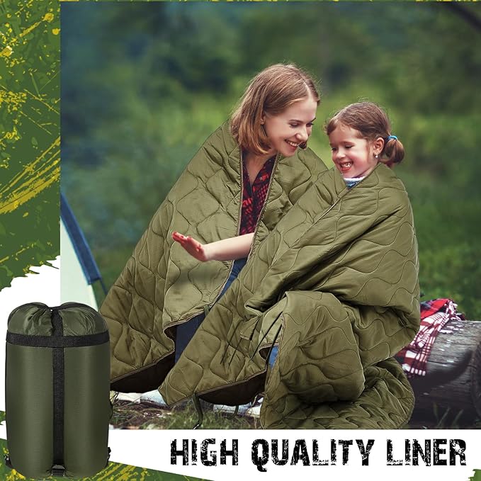 Barydat 1/2/3 Pack 80 x 60/92 x 64 Inch Woobie Blanket Military Poncho Liner Hunting Blanket Waterproof Thermal Poncho Liner with Bag Camo for Outdoor Camping Hiking