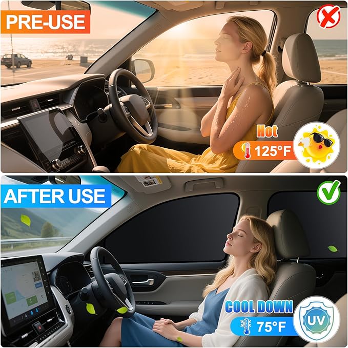 ZATOOTO Car Window Shades for Toyota Camry 2018-2023, 4 Pcs Magnetic Car Window Covers - 100% Block Light Privacy Curtains, Side Window Sun Shade for Baby Breastfeeding, Sleeping, Camping