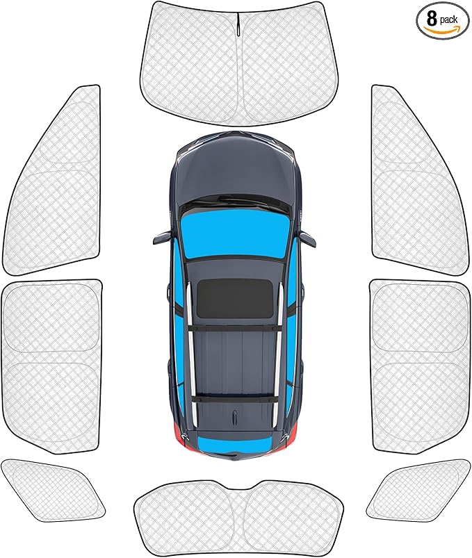 KMF 8pcs Thicken Full Window Sun Shades for Nissan Pathfinder 2022-2025 Accessories,Custom Windshield Sunshade with Car Window Covers for Side Rear, UV Block and Blackout Privacy for Camping Outdoor