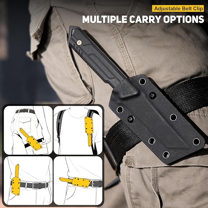 NedFoss EDC Fixed Blade Knife with Sheath, 3.7" AUS-8 Steel Tanto Blade Tactical Knife with G10 Handle, Camping Fixed Blade Small EDC Knives for Hunting, Survival