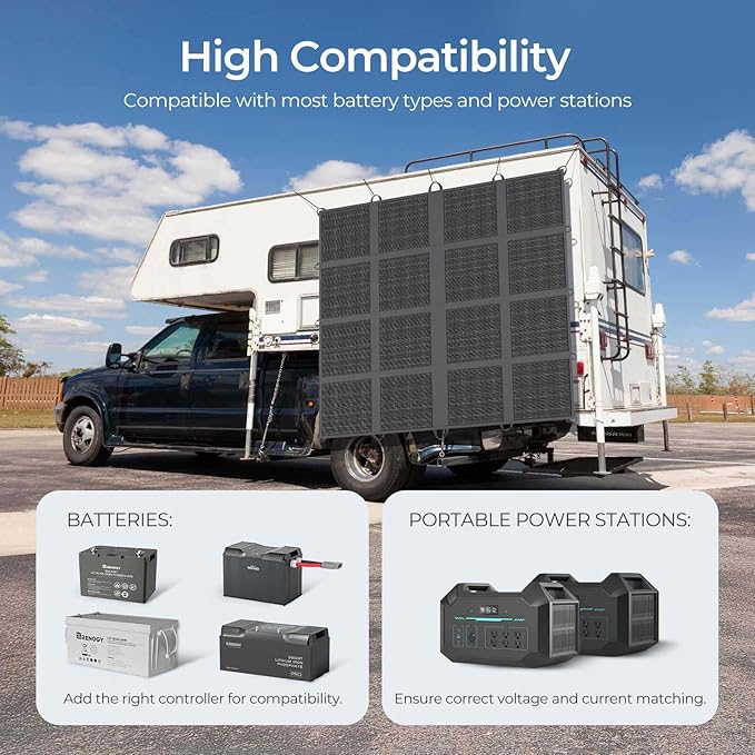 Renogy 400W Portable Solar Panel Blanket, 25% High Efficiency N-Type Foldable Solar Panel Charger for Power Station,Lightweight 16-Fold Space Save, Fast Setup for Camping, RV, Pickup, Marine Off-Grid