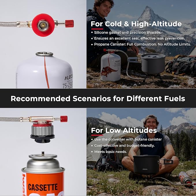 Alocs 2800W Backpacking Stove, Portable Camping Stove with Ignition, Mini Camp Stove with Butane Adapter, Foldable Gas Stove with Carry Bag for Outdoor Cooking, Hiking, Picnic, Emergency use