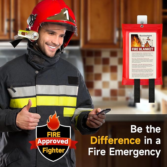 Emergency Fire Blanket for Home and Kitchen Safety - 100% Glass Fiber 40 * 40 Inches Fire Blanket for Kitchen, Car, Office, and School - Fire Blankets Emergency for Home (6 Pcs)
