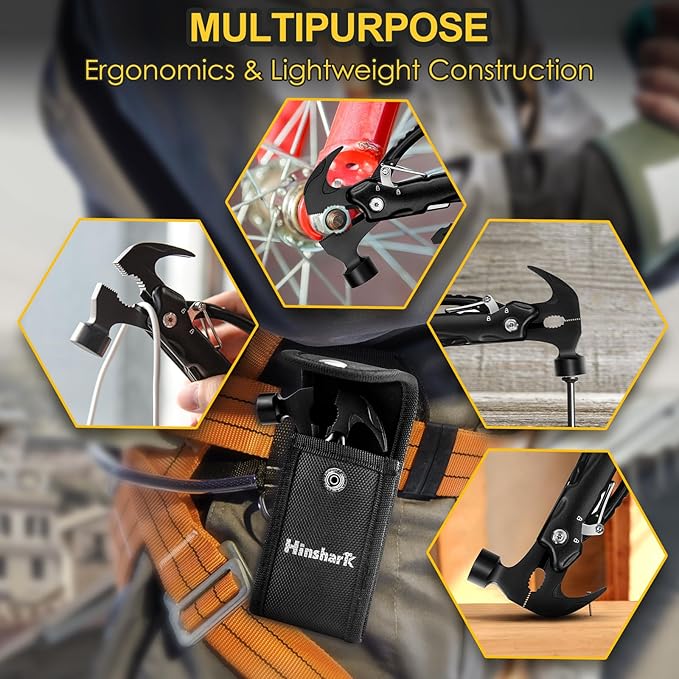 Gifts for Men, 12 in 1 Hammer Multitool, Anniversary Birthday Gift for Men Dad Husband Him Grandpa, Unique Gifts for Dad Who Have Everything, Camping Essentials Cool Gadgets Tools