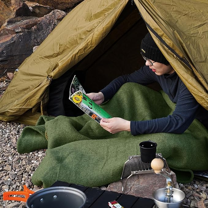 REDCAMP 86"x 63" Wool Blanket for Camping, Hiking - Warm, Thick & Washable Wool Camping Blankets, Great for Outdoors, Sporting Events, Picnics, Travel - Car