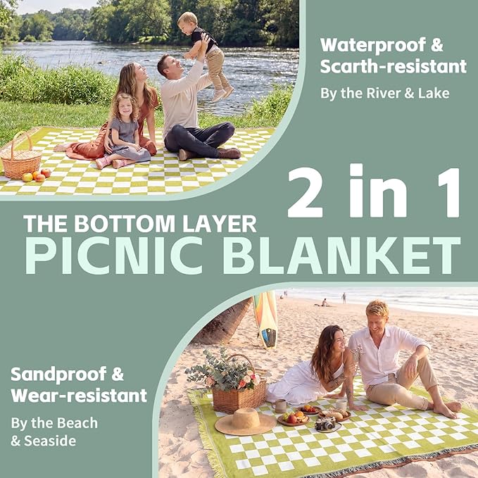 2 in 1 Extra Large Camping Blanket Outdoor Picnic Yoga Mat Lightweight Car Essential Roadtrip Gadget Rv Accessories Glamping Tent Gear Must Haves Hiking Stuff Backpacking Necessities Women Beach Gift