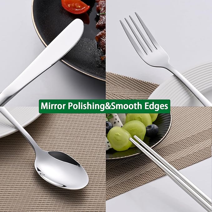 DEHOV Travel Utentils Set With Pouch,Reusable Portable Camping Silverware Set Knife Spoon Fork Chopsticks For Picnic,Travel Accessories Gadgets,Picnic Essentials