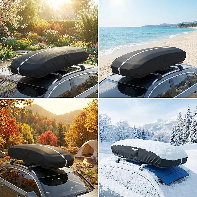 Roof Box Cover, Dimensions: 69x35x17 inches, Universal Fit for Thule, Perflex, Yakima Brands, Made of 420D Oxford Fabric, Features Waterproof, Dustproof, UV-Resistant, and Scratch-Resistant Properties