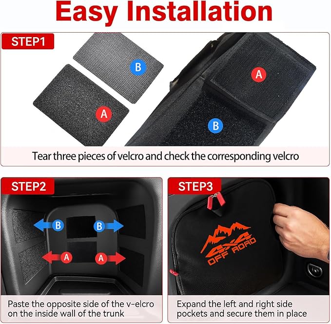 Trunk cubby storage bag Cargo side pocket compatible with Toyota RAV4 2019+ backpack organizer car trunk accessories (4x4Orange)