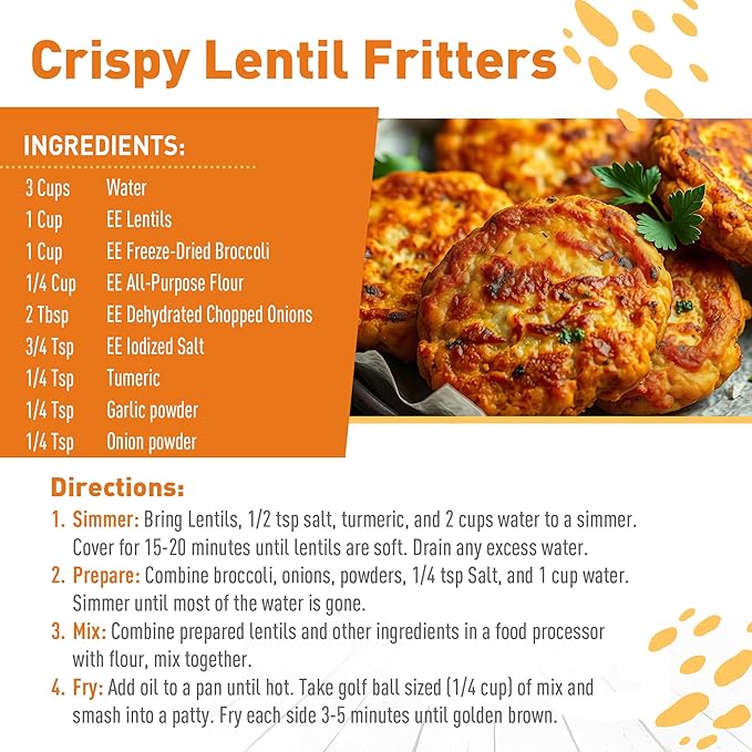 Emergency Essentials Lentils, Long-Term Emergency Food Supply, 48 Servings, 30-Year Shelf Life, High-Protein Vegetarian Survival Food