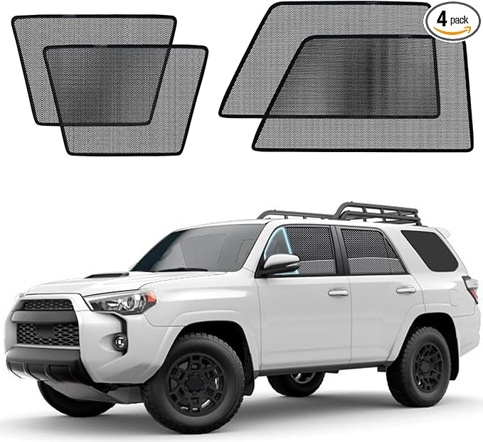 4Runner Specific Side Window Sun Shades, 2011-2023 Vehicle Interior Shade for Baby Mesh Covers, Breathable, UV Protection and Heat Insulation (4Runner(2011-2023), Front+Rear side-4pcs)
