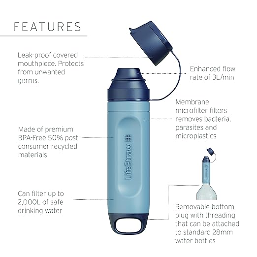 LifeStraw Peak Series – Solo Personal Water Filter for Hiking, Camping, Travel, Survival and Emergency preparedness. Removes Bacteria, parasites and microplastics, Limeade