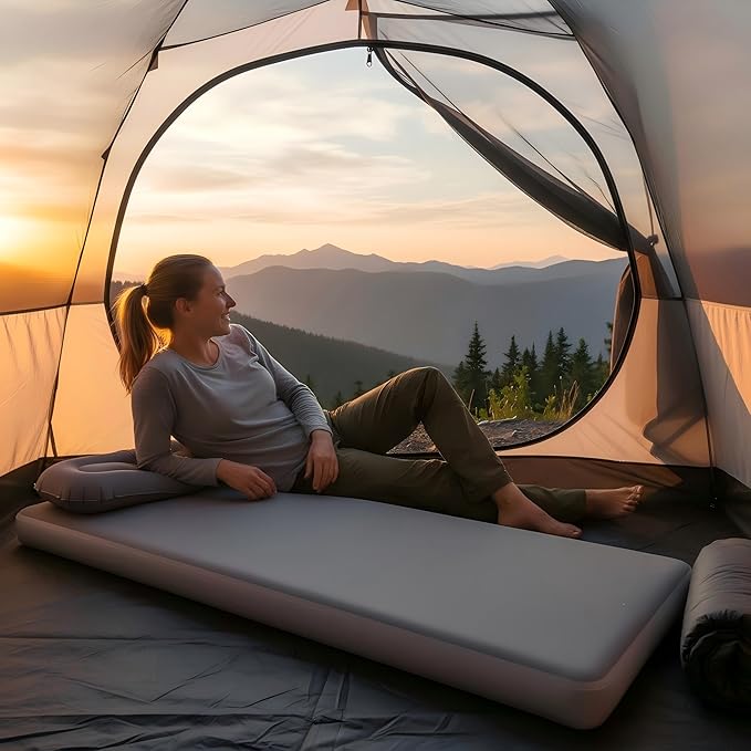 Freein 4" Drop Stitch Camping Air Mattress, Ultralight Inflatable Sleeping Pad with 7 PSI Firm Support, Fast 2–3 Min Inflation, Portable Backpacking & Tent Camping Bed, 76" x 26"