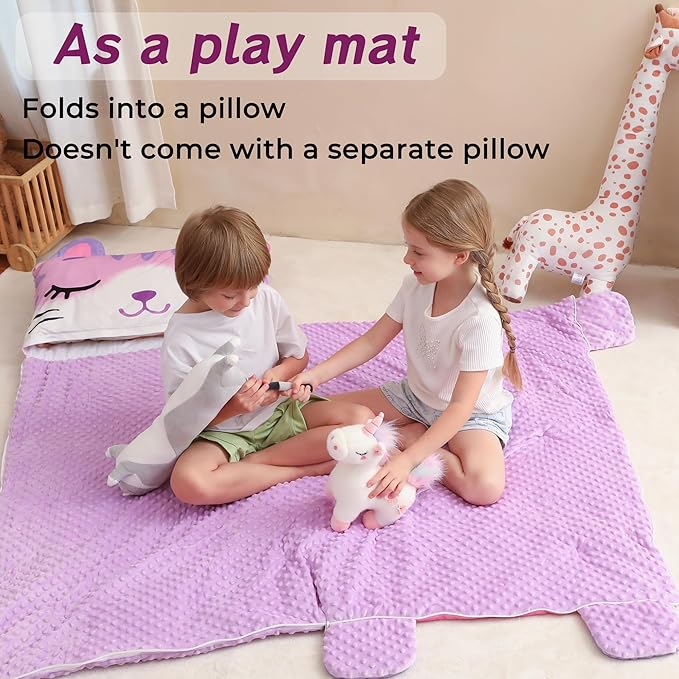 Wizland Sleeping Bag for Kid-Thick Cut Flannel School Mat for Boys and Girls Kindergarten Portable Nap Mats Super Soft, Warm, Cozy, 3.3 Lbs Thickened, 61.8"×28.3" Kid Gift for 3 4 5 6 7 8 9