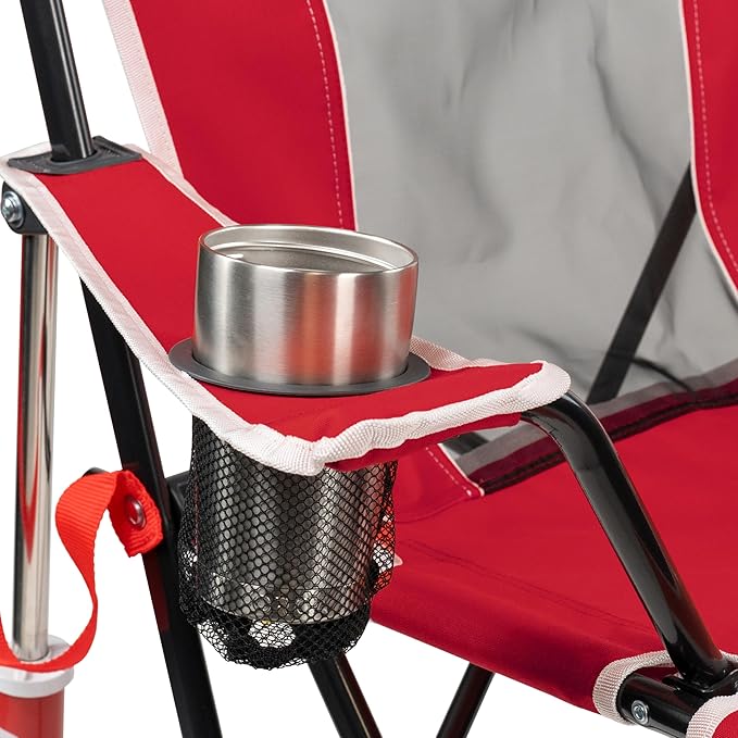 GCI Outdoor Comfort Pro Rocker Camping Chair | Portable Folding Rocking Chair with Durable Armrests & Drink Holder | Official Collegiate Licensed Sideline Sports Chair | Nebraska Cornhuskers