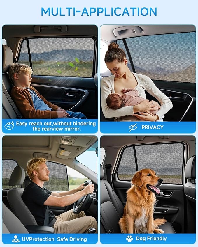 Car Window Shades for Toyota-Camry(2018-2024),4 Pack Car Window Cover for Baby Sun Shade Blocker Breathable Mesh,Reduce UV Rays & Heat Insulation Privacy Protection for Camping, Travel, Sleep