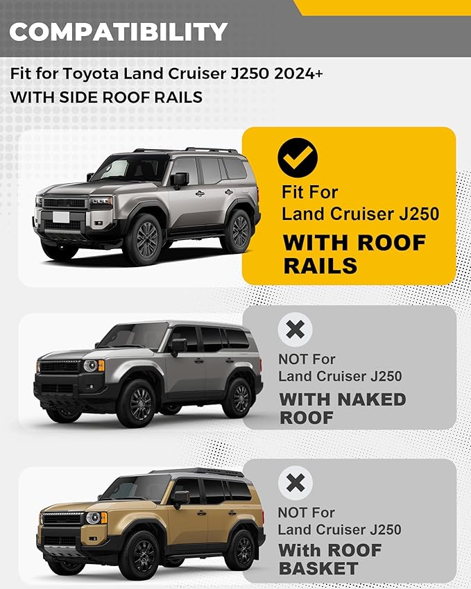 330LBS Lockable Cross Bars Roof Rack Fit for Toyota Land Cruiser J250 2024-2026 Aluminum Crossbars Cargo Bar Luggage Carrier Rooftop Accessories, for Storage Bag Kayak Snowboard Canoe Bike
