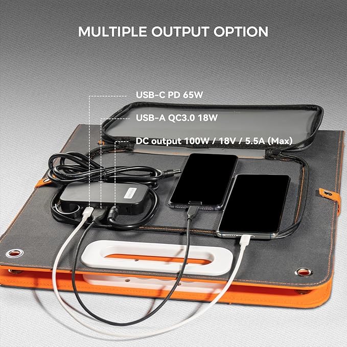 Solar Generator With Solar Panel Included, FF Flashfish 151Wh/40800mAh Portable Power Station+100W Solar Panel(DC/USB-A/USB-C Output), Backup Power Battery For Camping Home Power Outage