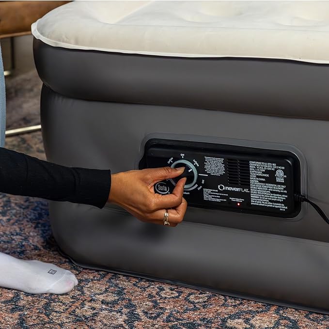 Serta Raised Air Mattress with Never Flat Pump | Luxury Inflatable Mattress with Built in Air Pump to Ensure a Good Night’s Rest | Heavy Duty Blow Up Mattress with Self Inflating Pump
