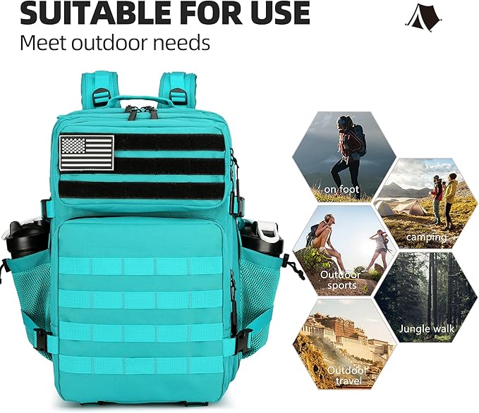 Lovelinks21 45L Tactical Assault Backpack 3 day assault pack with Molle Waterproof backpack Rucksack for Tactical Backpacks (Lake Blue)