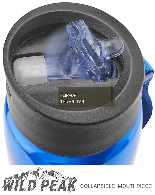 Wild Peak Stay Alive-4 Outdoor 4-Stage Water Filter Straw Emergency 22oz Bottle with Activated Carbon for Survival, Camping, Hiking, Climbing, Backpacking (1500 Liters)