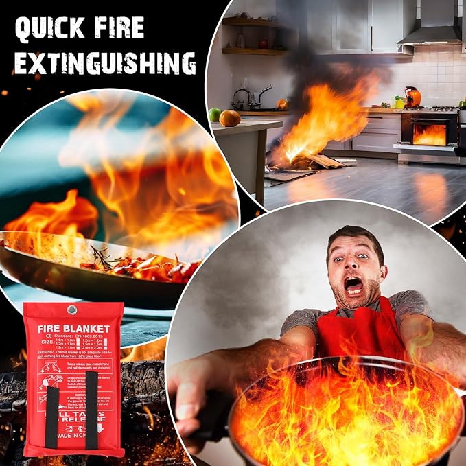 Macarrie 60 Pack Fire Blankets 39” x 39” Fire Blanket Emergency for Home and Kitchen Extinguisher Blankets Fiberglass Suppression Blanket Safety Fireproof Survival for Car Office Warehouse (Red)