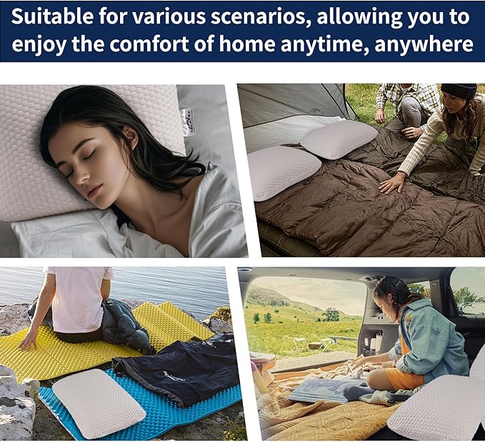 Talatex 100% Natural Premium Talalay Latex Travel Pillow, Camping Pillow, Small Camping Pillow with Compressible Stuff Sack, No Memory Foam Chemicals with Washable Cover (Soft Latex, 1)