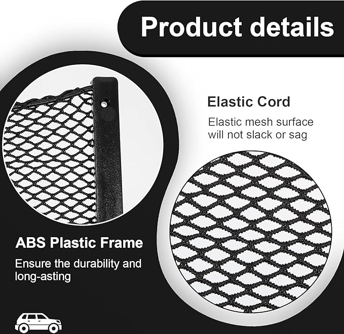 Frienda 4 Pcs Car Storage Net Bag, ABS Plastic Framed Mesh Net Holder, Phone & Cargo Organizer with Screws for Auto, Rv, Boat, Truck Pocket Storage (12 x 8 Inch)