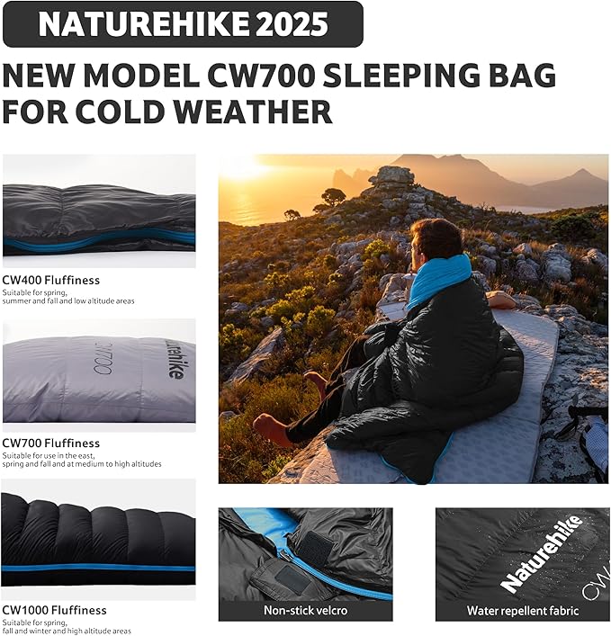 Naturehike 0 Degree Ultralight Down Sleeping Bag for Adults, 650 Fill Power, Backpacking Cold Weather Sleeping Bag with RDS Down, -2℉ / 18℉ Sleeping Bags for Camping, Hiking