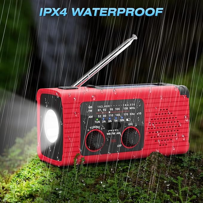 NITIGO Emergency Weather Radio, 4000mAh NOAA Weather Alert Radio Solar Charging, Hand Crank & USB Charged, AM/FM with LED Flashlight, Reading Lamp, SOS Alarm, Headphone Jack for Outdoor Indoor