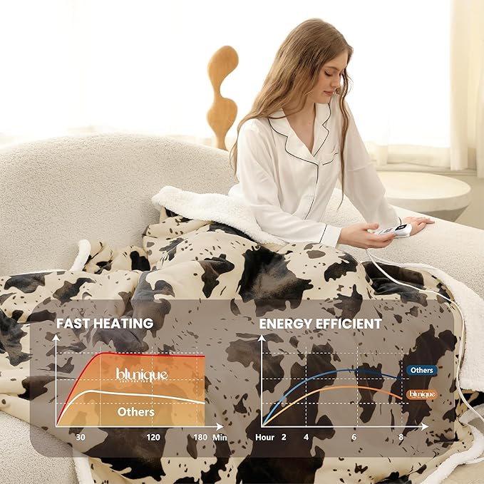Heated Blanket Full Blanket - Fast Heating Electric Blanket, Soft Flannel Heated Full with 4 Time Settings,10 Heating Settings, Warm Gifts for Women & Mom & Grandma(72"x84"Light Brown)