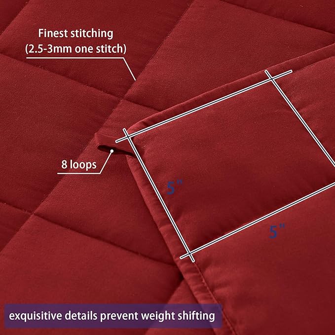yescool King Size Weighted Blanket for Adults (25 lbs, 80” x 87”, Red) Cooling Heavy Blanket for Sleeping Perfect for 240-260 lbs, Breathable Blanket for Adults & Couple All Season, Machine Washable