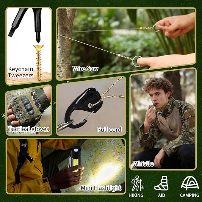 Natonhi Survival Kit Advent Calendar 2025 for Adult Men, 24 Days of Christmas Outdoor Gear & Emergency Tools for Adventure, Camping, Hiking-Christmas Countdown Gift for Adult Teen Adventure Lover