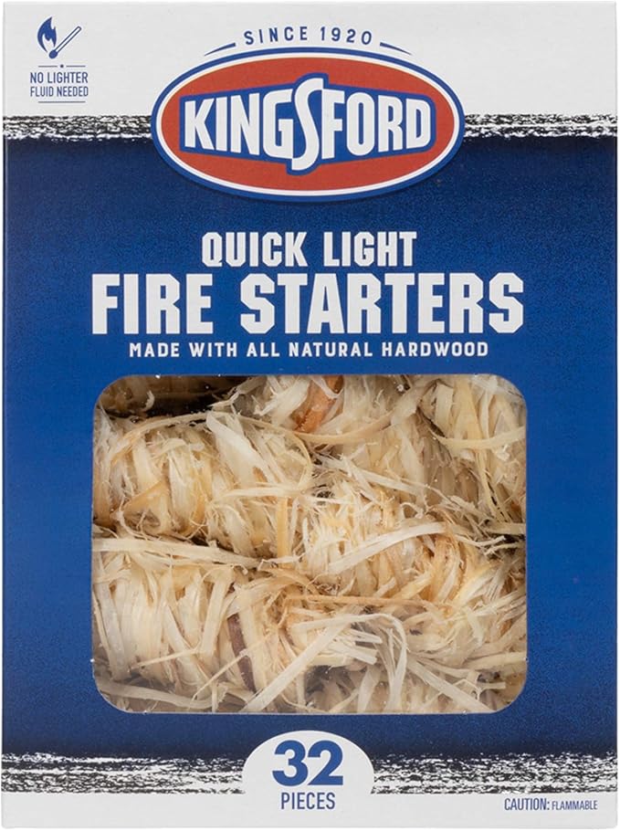 Kingsford Quick Light Fire Starter Rolls, All Natural Hardwood with Paraffin, Water Resistant and Easy Lighting for Charcoal, Pellet Grills, Smokers, Campfires, Outdoor Fireplaces, 32 Count - 24 Pack