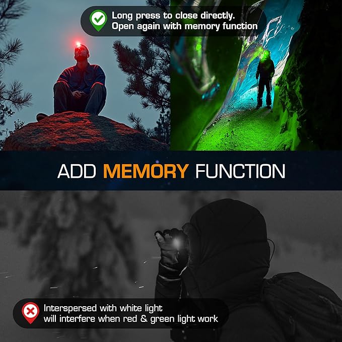EverBrite Rechargeable Headlamp, 2 Pack Kids & Adult Headlamp with White/Red/Green Light, Memory Function, 120° Adjustable, IP54 Waterproof Head Lamp for Camping, Running & Emergencies, Gift Choice