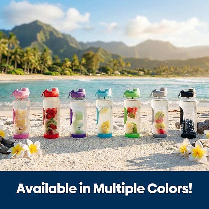 Infusion Pro 32 oz Fruit Infuser Water Bottle with Insulated Sleeve & 50 Recipe Infused Water eBook : Bottom Loading, Large Water Infuser for More Flavor : Unique Gift Idea