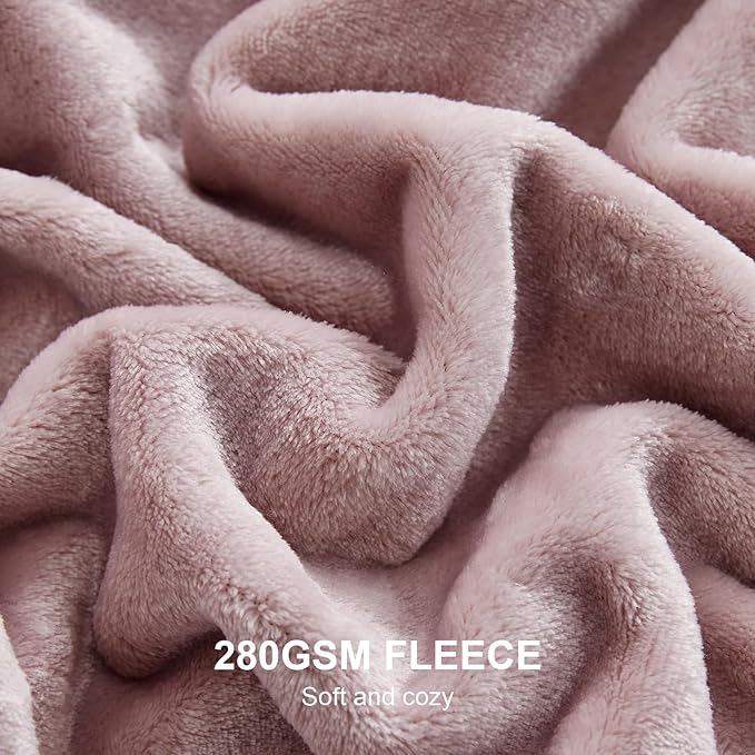 Hansleep Fleece Pink King Blanket, Super Soft Flannel Fuzzy Plush Cozy Blanket for All Seasons, Pink, King 90x108 Inches
