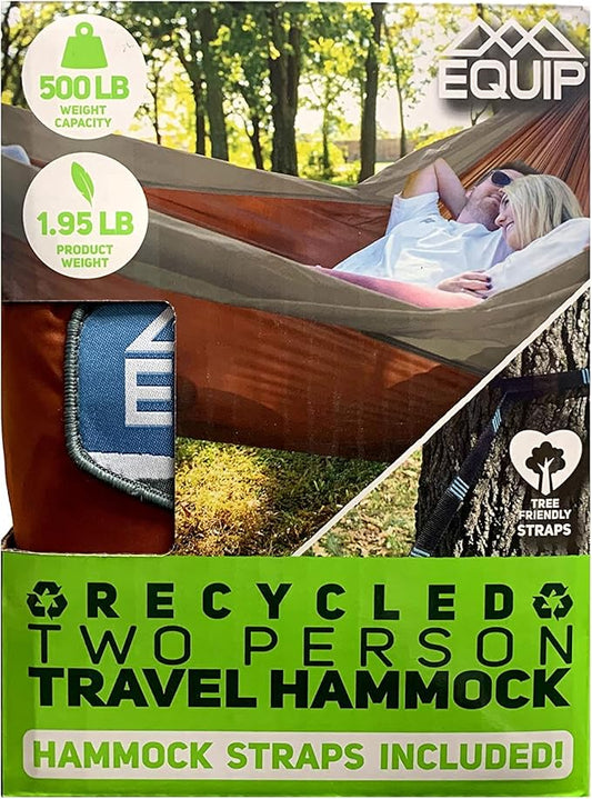 2 Person Travel Hammock with Straps Rust/Gray Holds 500lbs
