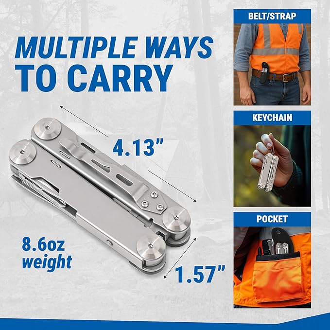 Valor 13-in-1 Multi Tool Pocket Knife with Pliers – Compact Lightweight EDC Multitool for Camping, Fishing, Outdoor, Survival – Self-Locking All-In-One Utility with Carry Case & Belt Loop