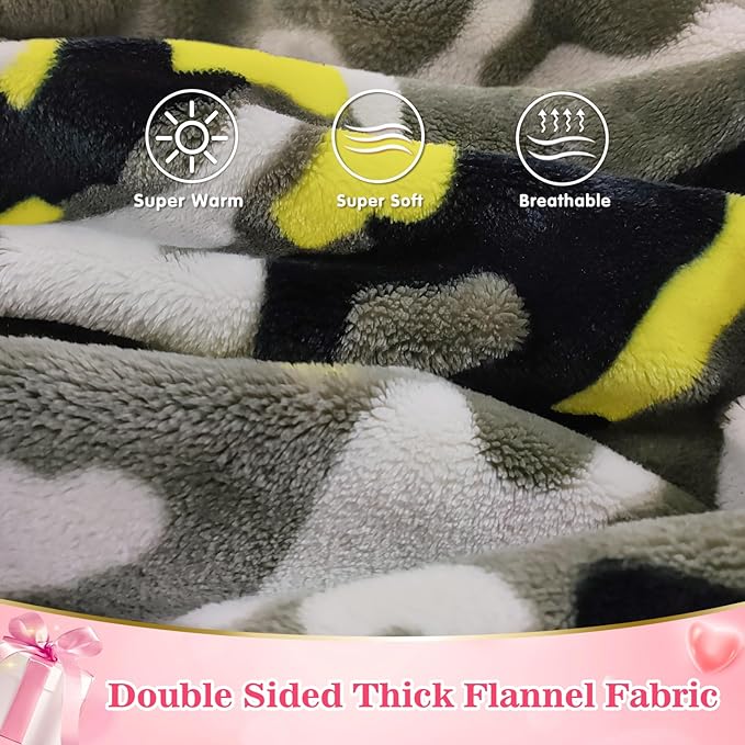 Waitu Wearable Blanket Sweatshirt Gifts for Women and Men, Warm and Cozy Giant Blanket Hoodie, Thick Flannel Blanket with Sleeves and Giant Pocket - Yellow Camo