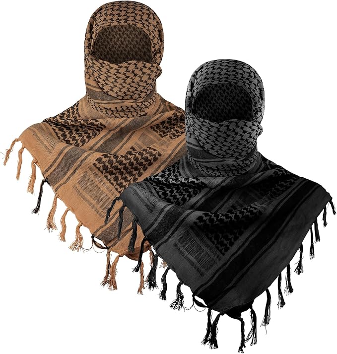 Aonal Military Shemagh Tactical Desert Scarf, 100% Cotton Keffiyeh Neck Head Scarf Wrap for Men Women