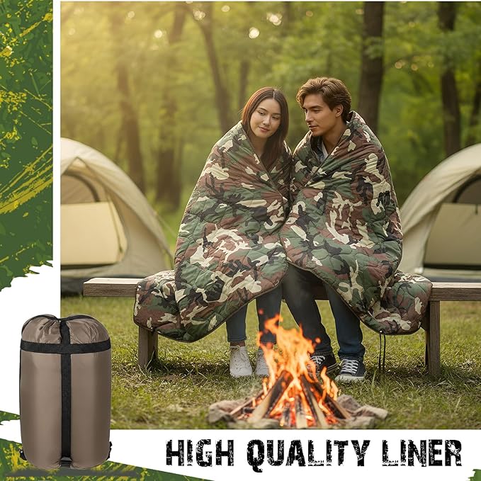 Barydat 1/2/3 Pack 80 x 60/92 x 64 Inch Woobie Blanket Military Poncho Liner Hunting Blanket Waterproof Thermal Poncho Liner with Bag Camo for Outdoor Camping Hiking