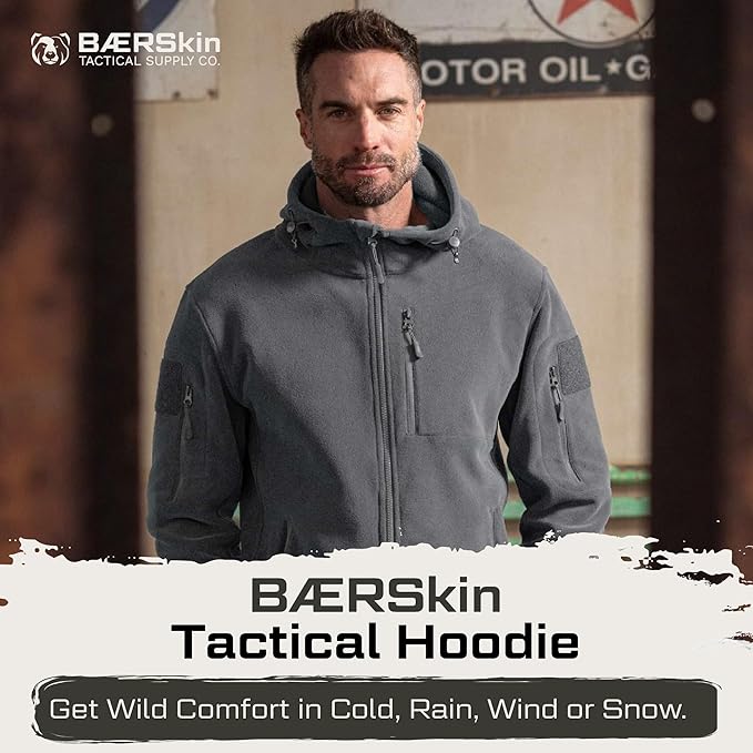 Baerskin Tactical Hoodie Jacket for Men 4.0 - Military Style Fleece Sweater for Cold, Rain, Wind or Snow