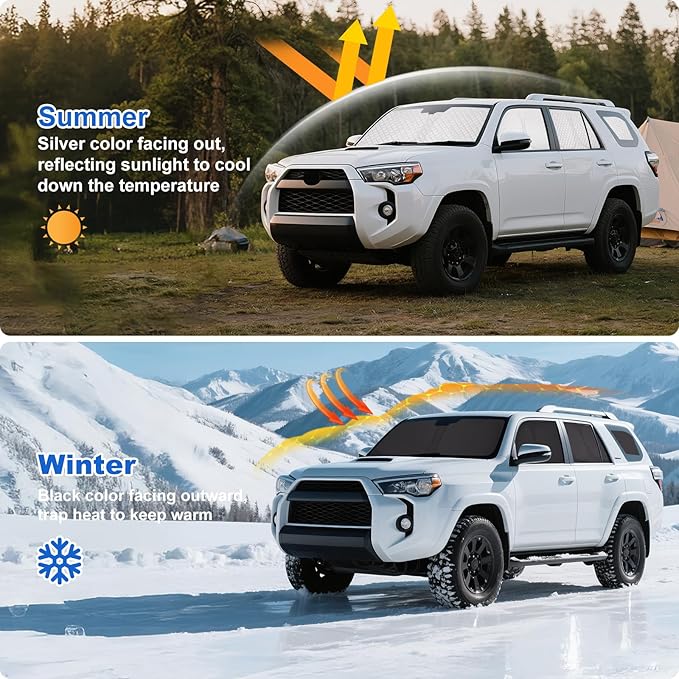 XCBYT 2011-2023 4Runner Full Coverage Window Shades | 6-Layer Blackout Insulated Sun & UV Protection | Custom Fit Privacy Covers for Camping, Sleeping & Car Living (8 PCS)