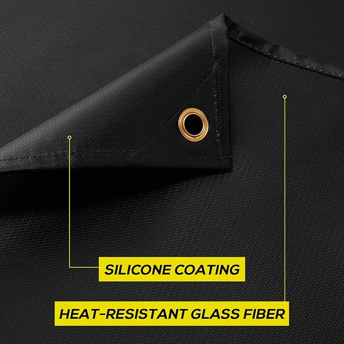6x8ft Welding Blanket, Silicone Coated Fiberglass Fire Blanket, Welding Blanket Fireproof, Designed for in Home and Outdoor Use for Professional and Heavy-duty Welding, Cutting, and Other Uses